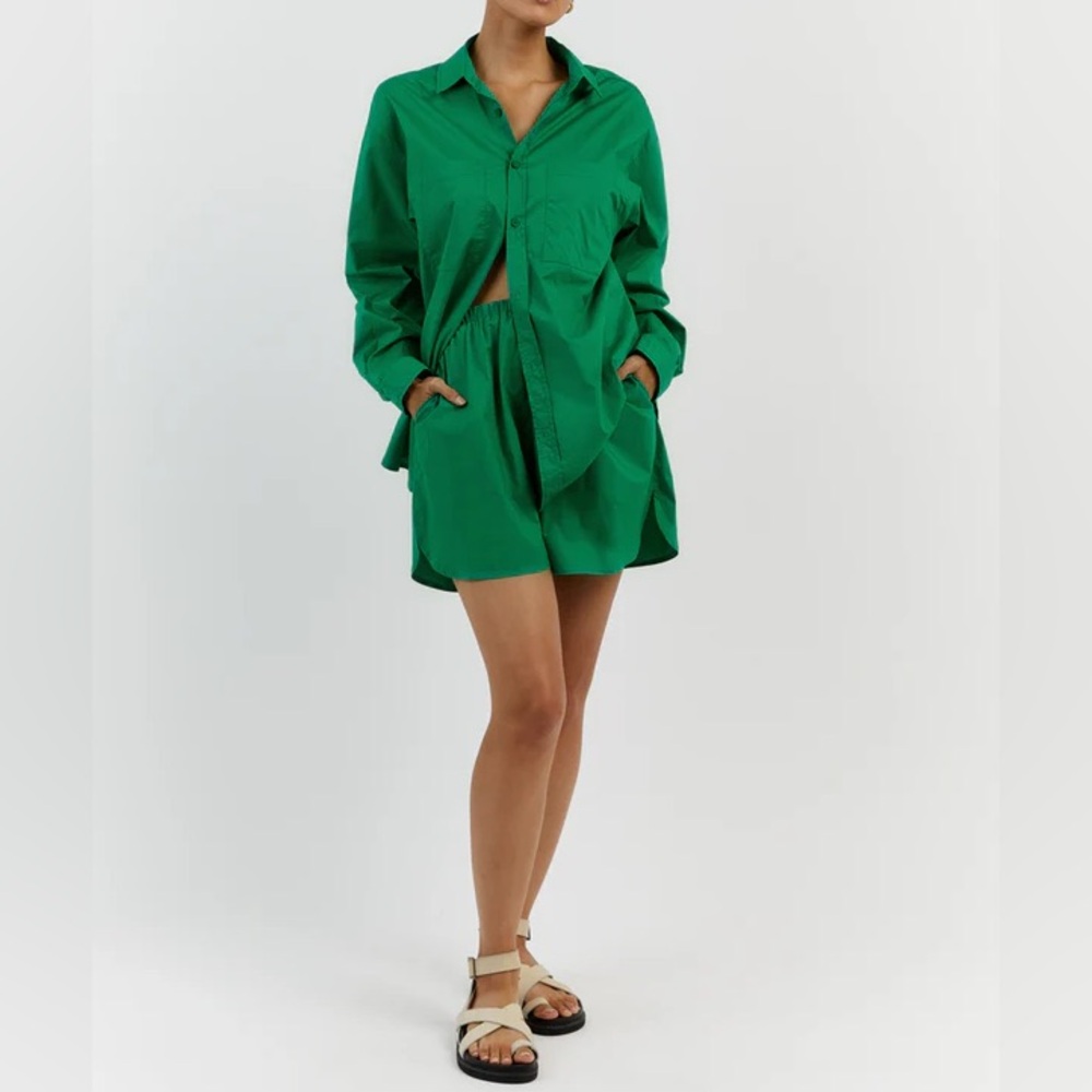 DISSH Maxie Green Apple Button Down Shirt & Scoop Shorts Set